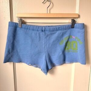 Vintage 90s y2k low rise wide leg blue yoga shorts Victoria's Secret PINK size M